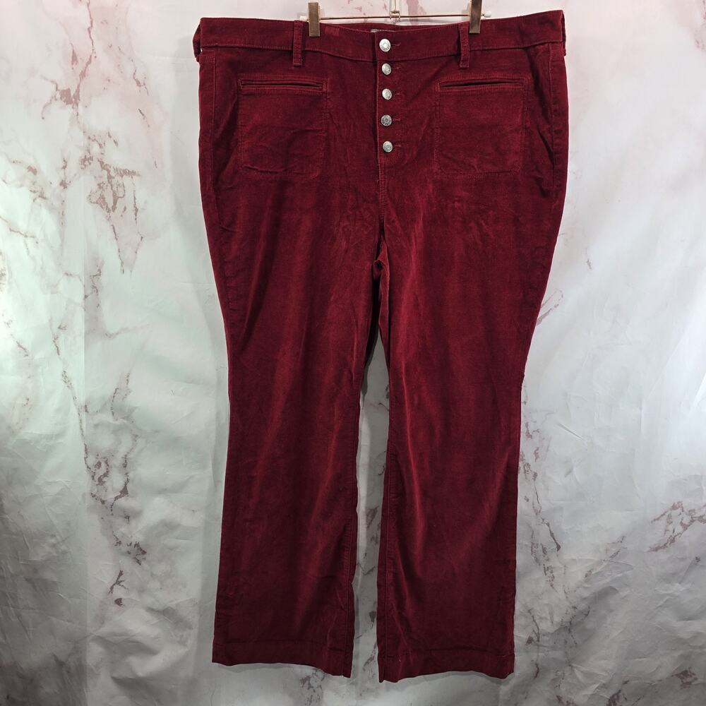 Torrid Pants Women 24 R Red Corduoy Slim Boot High Rise Exposed Button Fly